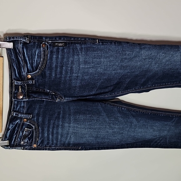 Silver dark wash 28x30 low rise skinny jeans - Picture 2 of 6